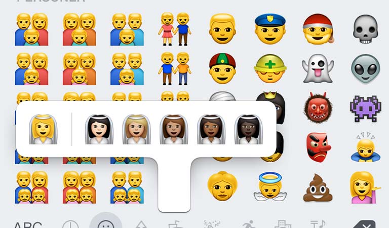 Emoji med flere hudfarger