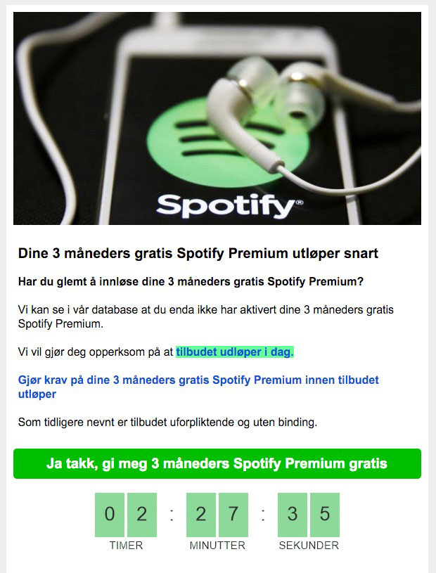Nei, ikke fra Spotify heller