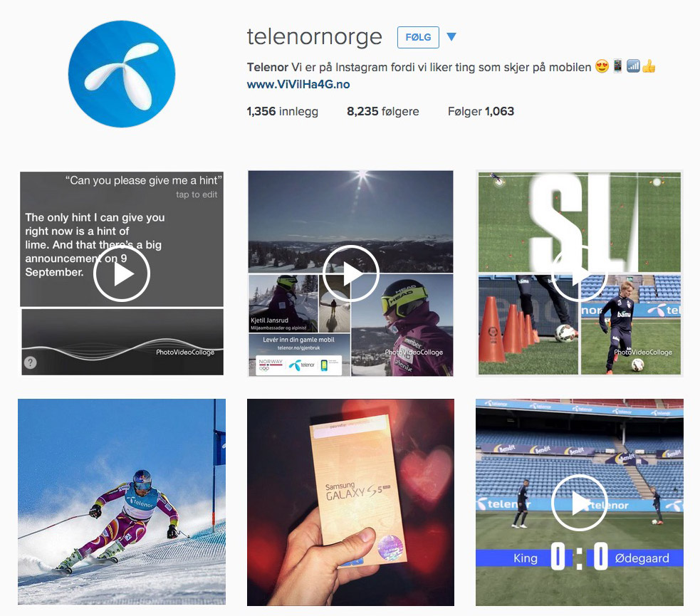 Følg Telenor på Instagram!