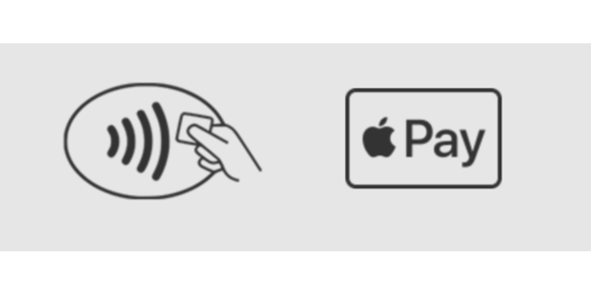 Dette er symbolene du kan se etter på betalingsterminalen. Det er strengt tatt bare nødvendig med det til venstre, som er en indikator på at terminalen støtter kontaktløse kjøp via NFC. Det til høyre er et symbol butikken kan velge å bruke, om de vil synliggjøre funksjonen litt ekstra.