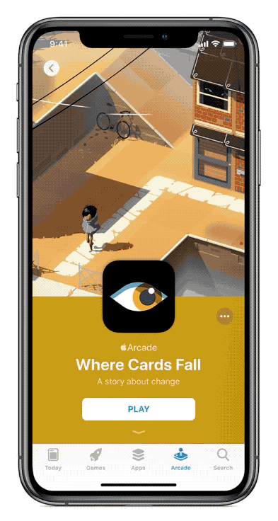EGEN FANE: Apple Arcade vil dukke opp som en egen fane i App Store, der du stadig vil finne et håndplukket utvalg spill – som du umiddelbart kan hoppe inn i.
