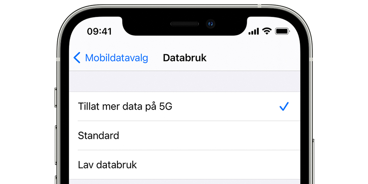 5G-innstillinger for databruk på iPhone iOS