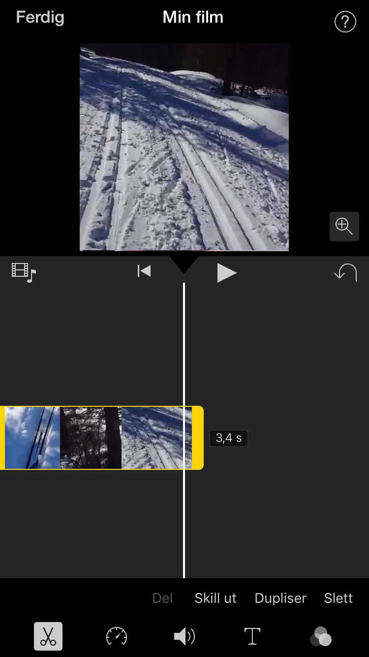 Skjermdump fra videoredigering i iMovie