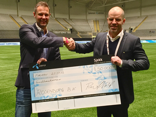 Fra venstre: Per Anders Vold, Senior Sponsorship Manager i Telenor Norge, og Rosenborgs sportssjef Stig Inge Bjørnebye.