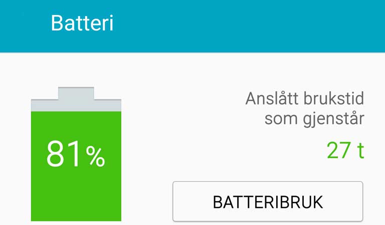 Androidbatteri nesten tomt