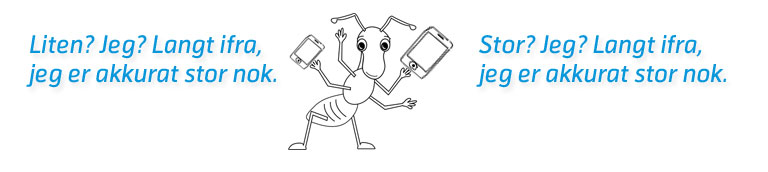 Maur som holder to stk iPhone - en liten og en stor