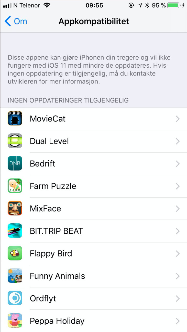 Sik finner du appene som ikke virker i iOS 11