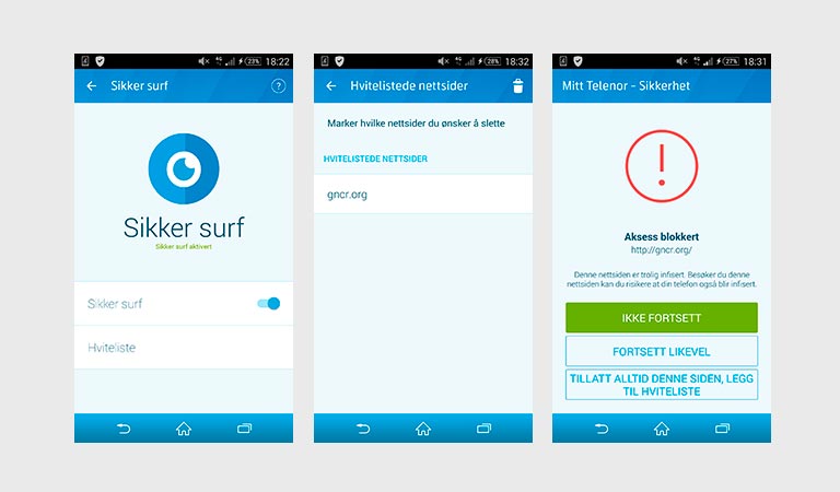 Sikker mobilsurfing med Telenors app