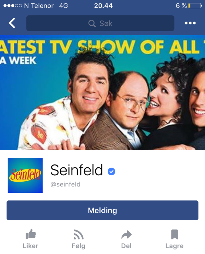 Lik Seinfeld på Facebook ... om du liker Seinfeld