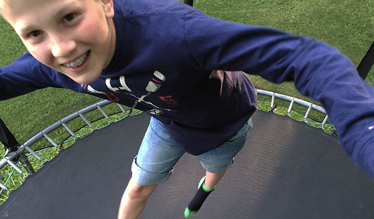 Selfiestang på trampolinen